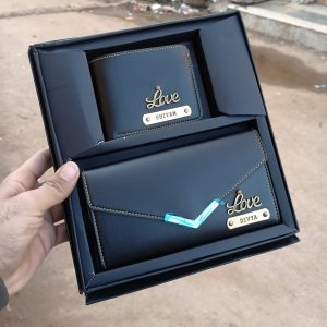 Customized Black  Couple Wallet Combo